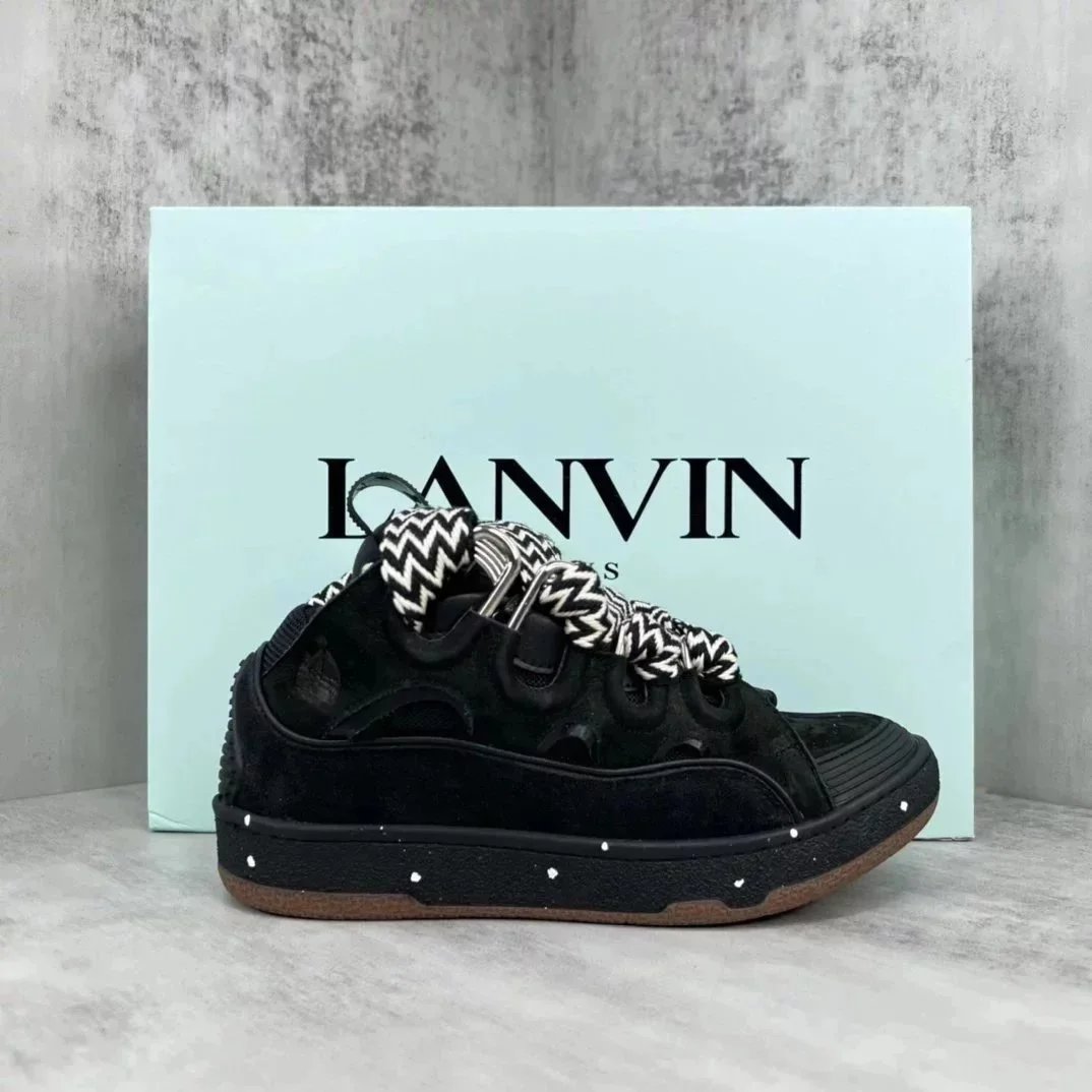Lanvin Curb Leather and Suede Sneakers product photo 4
