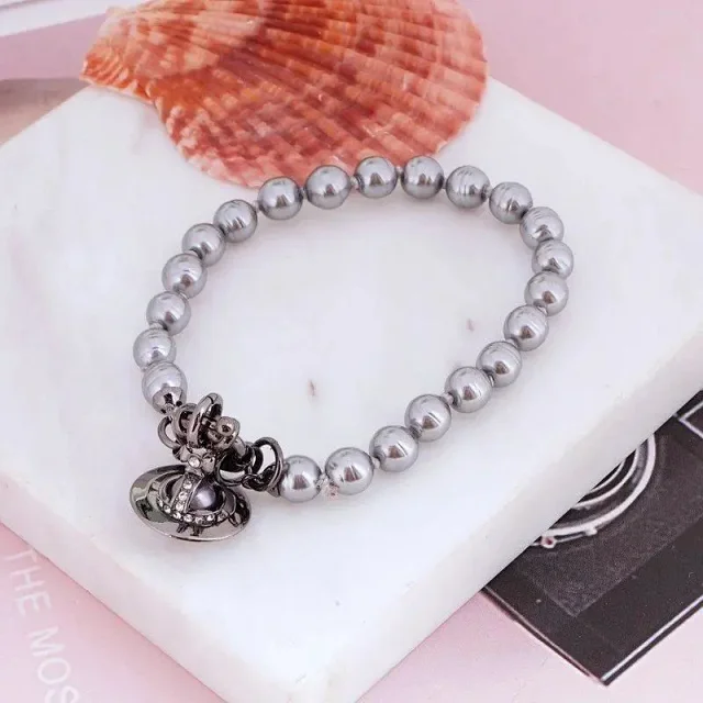 Vivienne Westwood Jewelry Pearl-Bead Orb Charm Necklace and Bracelet Set product detail image 4