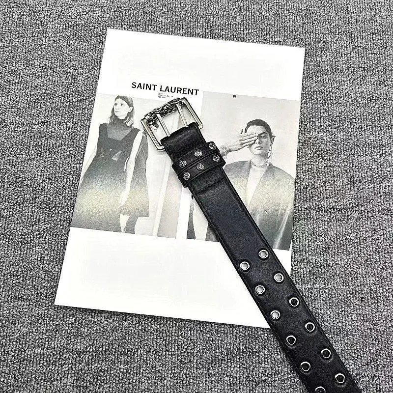 Unbranded Belts Black belt with ornate metal buckle and embellishments — Style 12