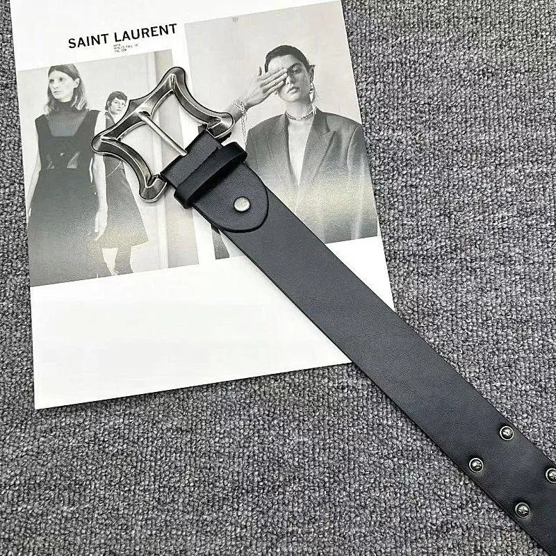 Unbranded Belts Black belt with ornate metal buckle and embellishments — Style 8