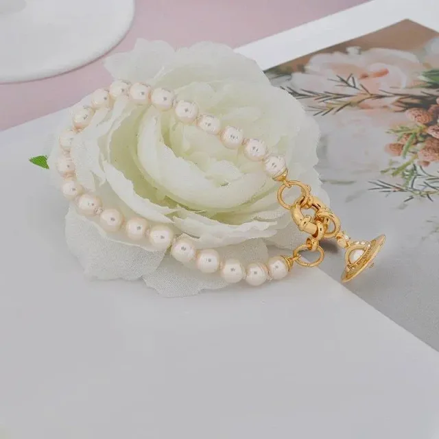 Vivienne Westwood Jewelry Pearl-Bead Orb Charm Necklace and Bracelet Set product detail image 5