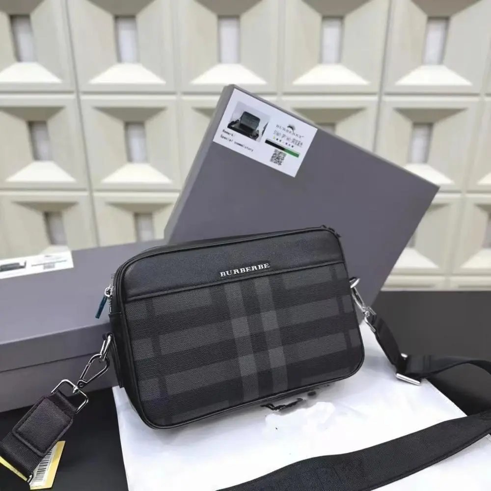Unbranded Crossbody Bags Black and grey plaid zip bag image 2