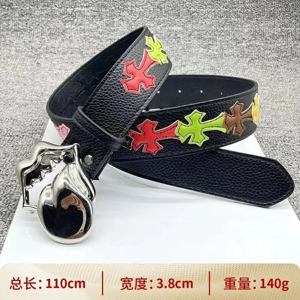 Unbranded Belts Cross Appliqué Belt with Ornate Metal Buckle — Style 6