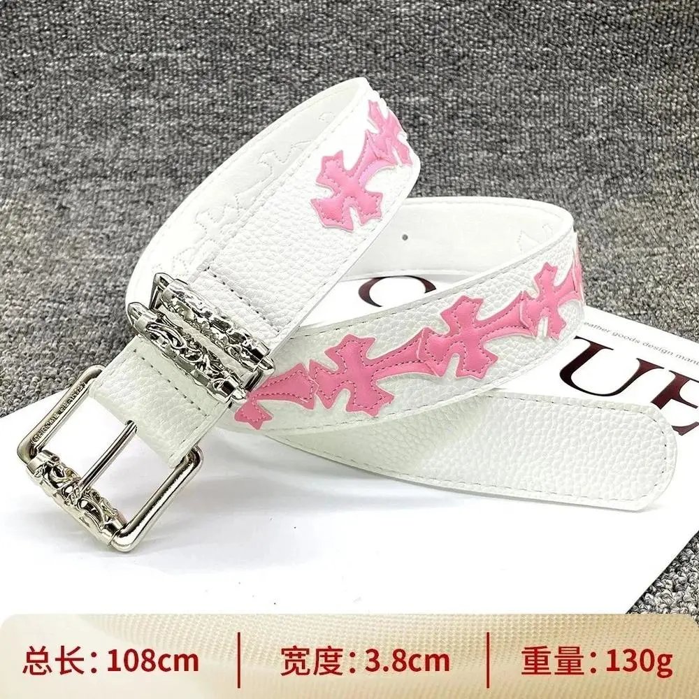 Unbranded Belts Cross Appliqué Belt with Ornate Metal Buckle — Style 22