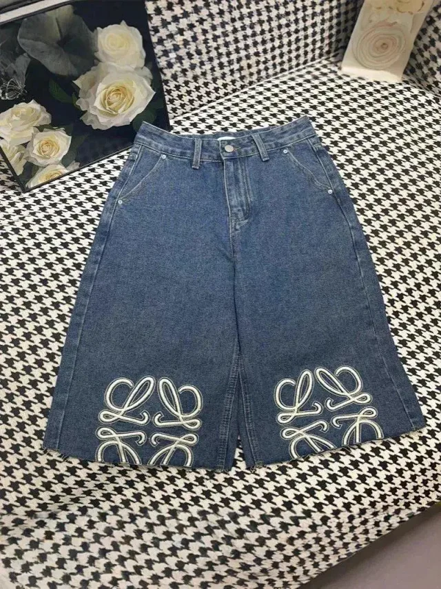 Loewe Shorts Denim Bermuda with Anagram embroidery product detail image 2