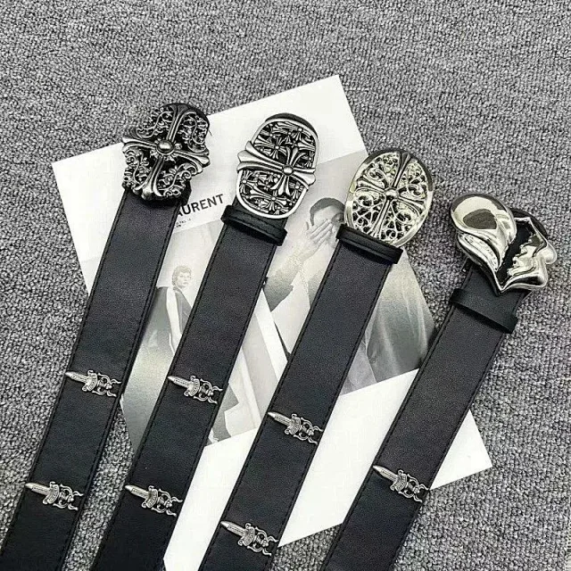 Unbranded Belts Black belt with ornate metal buckle and embellishments product detail image 4