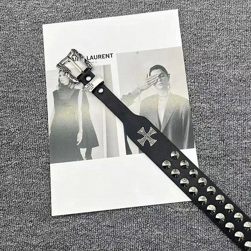 Unbranded Belts Black belt with ornate metal buckle and embellishments — Style 6