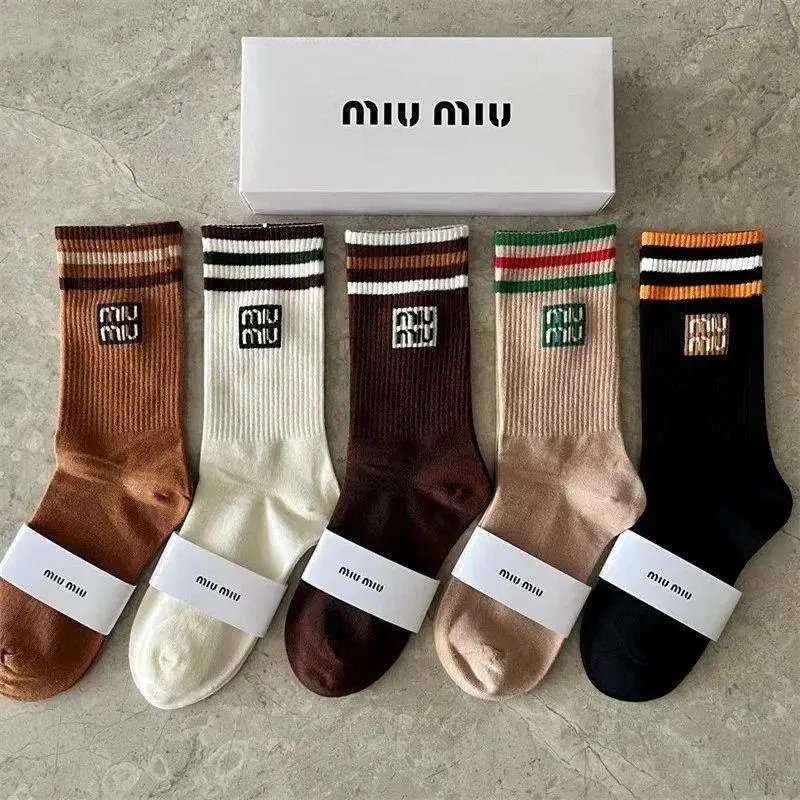 Miu Socks Ribbed logo crew — Style 3