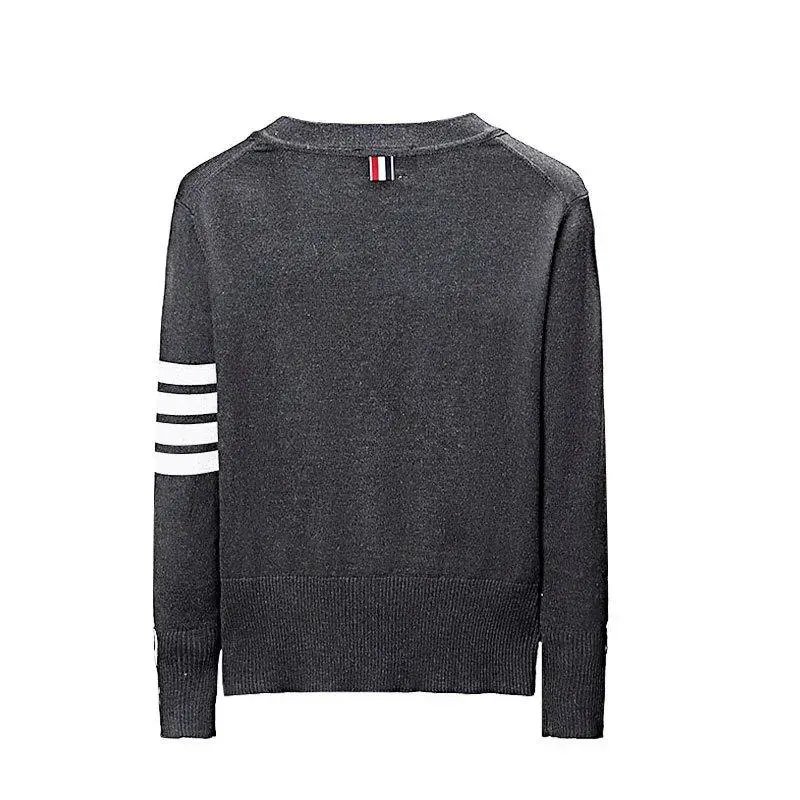 Unbranded Knitwear V-neck button cardigan with striped sleeve detail image 2