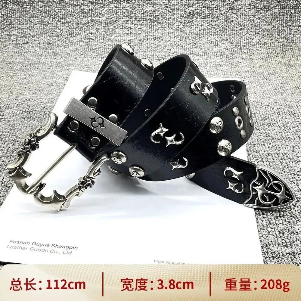 Unbranded Belts Cross Appliqué Belt with Ornate Metal Buckle — Style 35