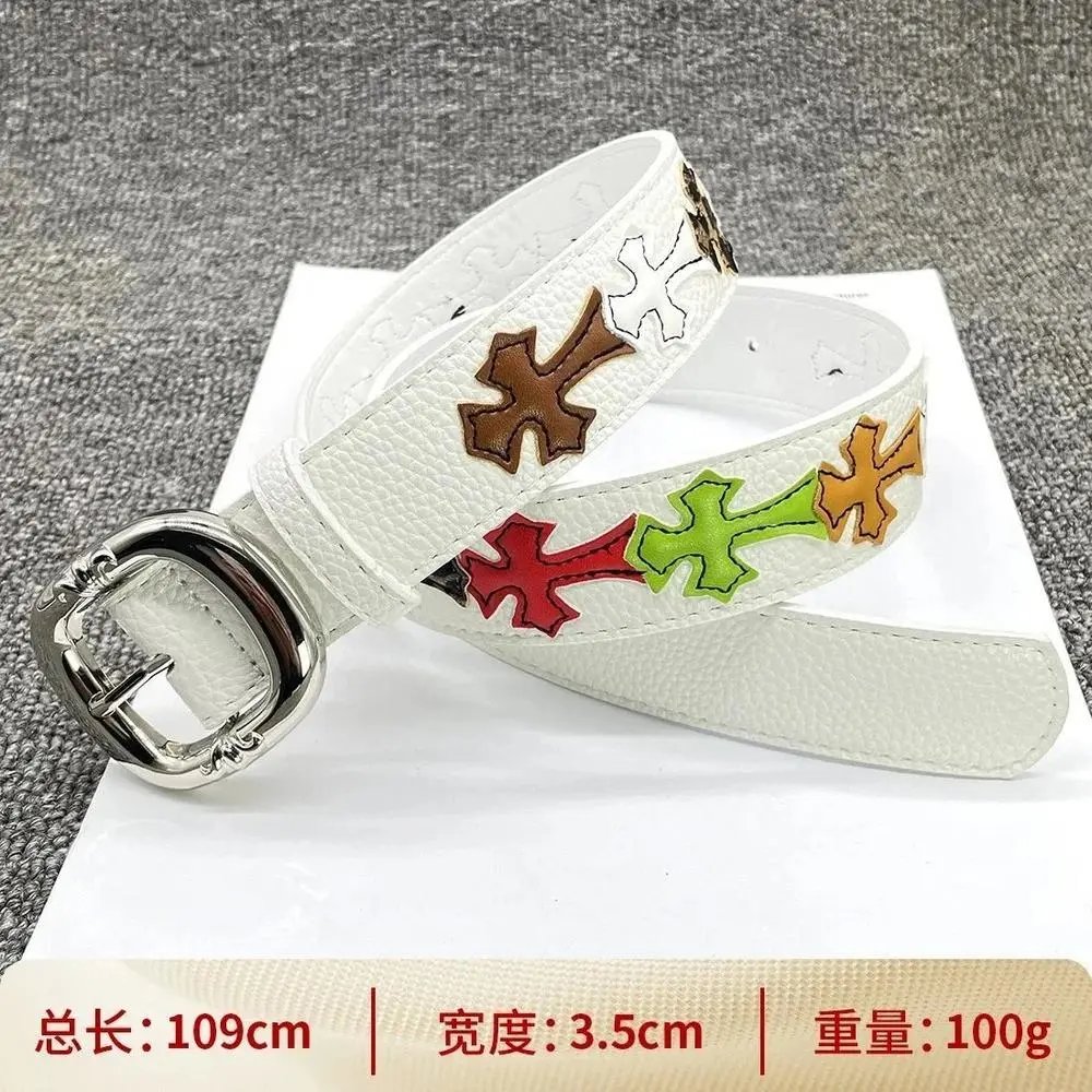 Unbranded Belts Cross Appliqué Belt with Ornate Metal Buckle — Style 23