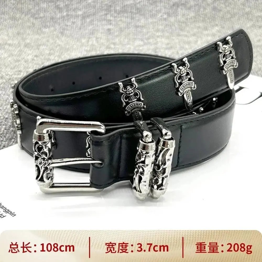 Unbranded Belts Cross Appliqué Belt with Ornate Metal Buckle — Style 31