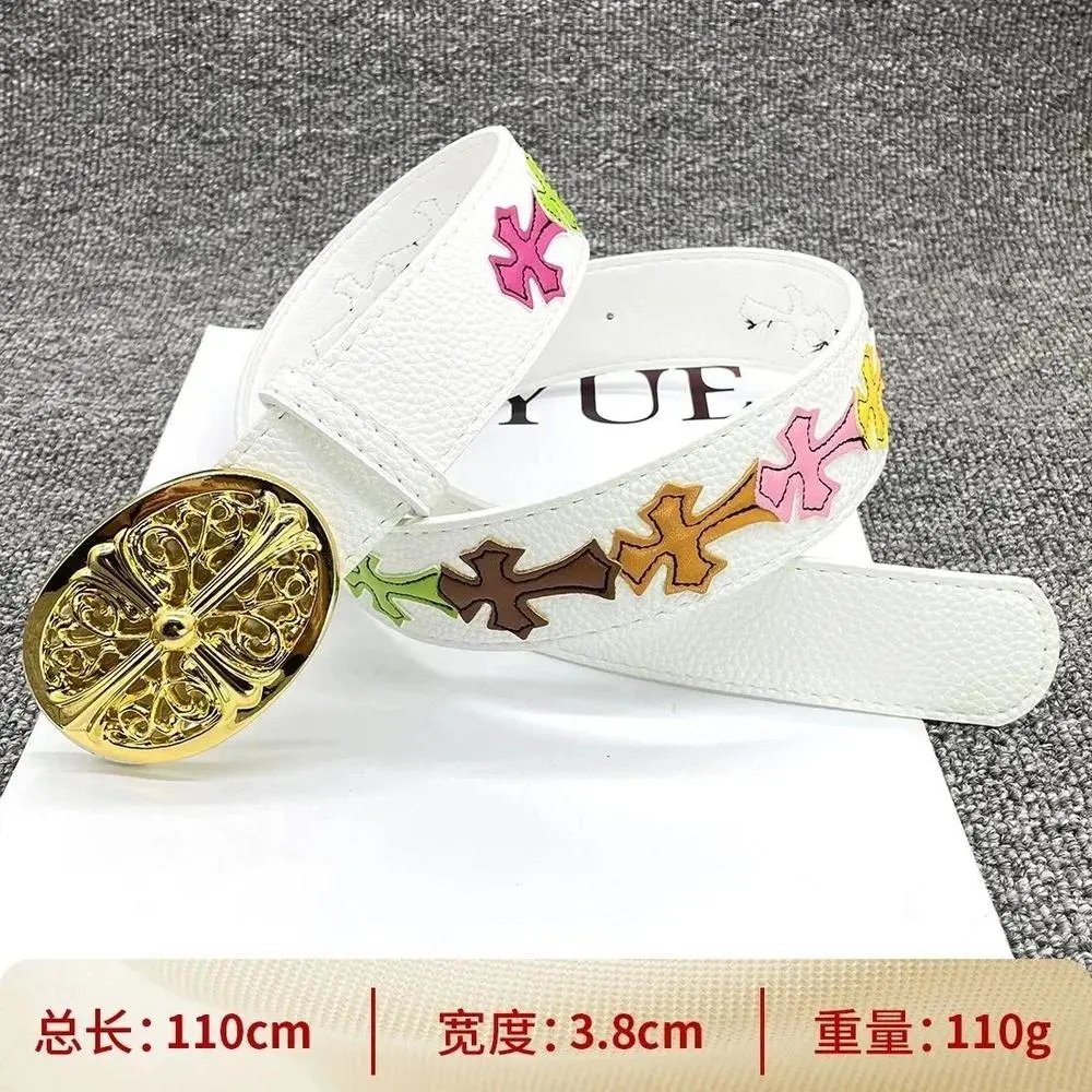Unbranded Belts Cross Appliqué Belt with Ornate Metal Buckle — Style 13