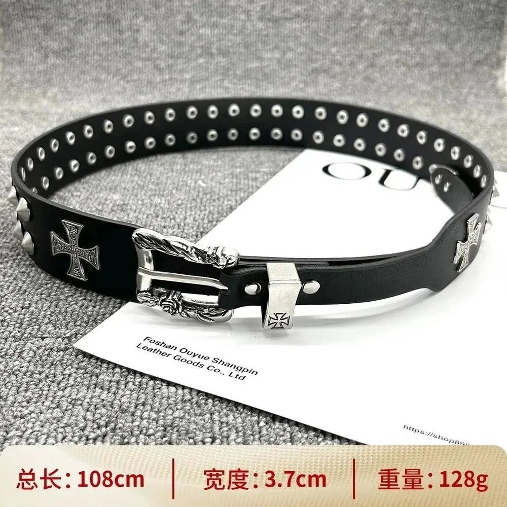 Unbranded Belts Cross Appliqué Belt with Ornate Metal Buckle — Style 28