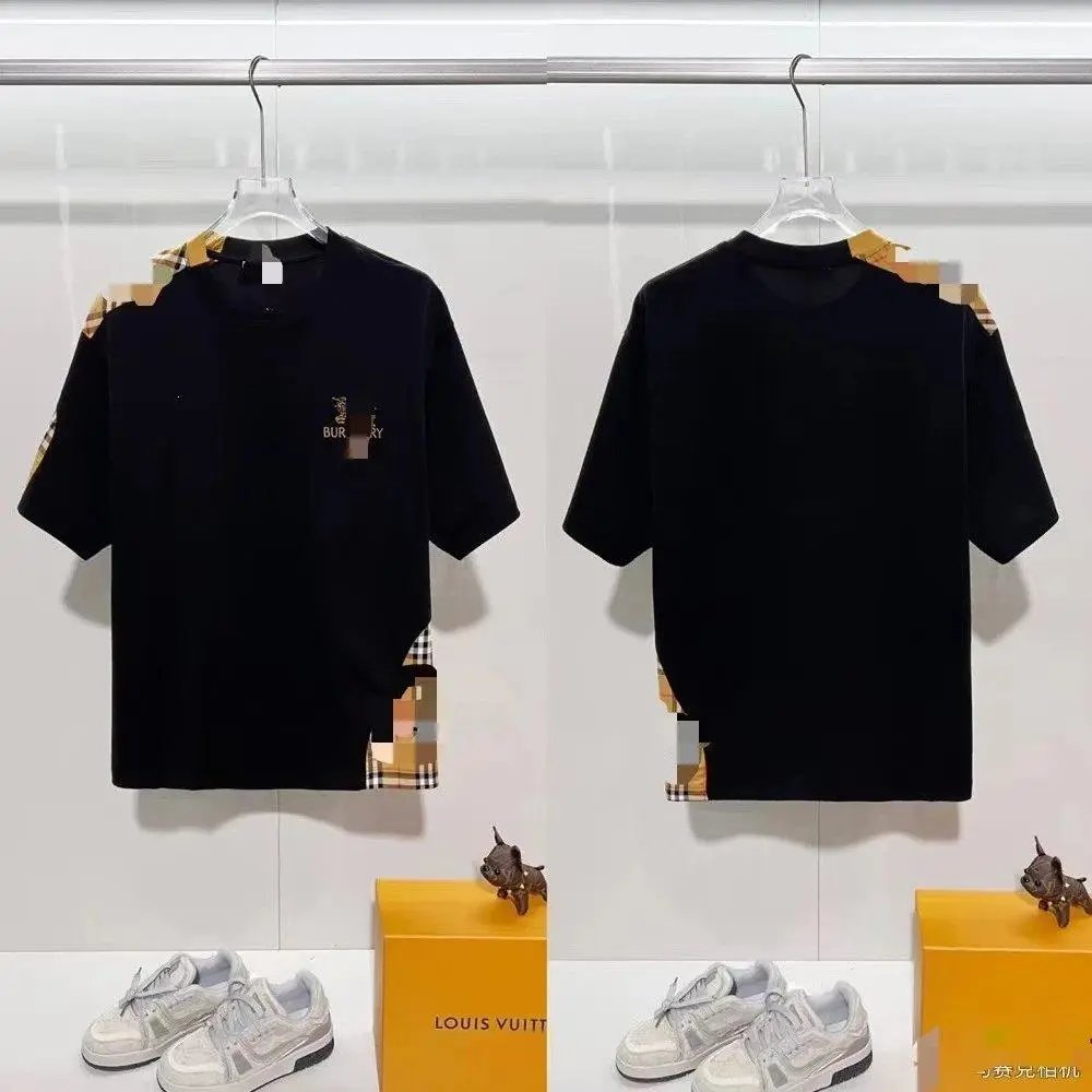 Unbranded T-Shirts Short-Sleeve T-Shirt with Check-Pattern Sleeves — Style 13