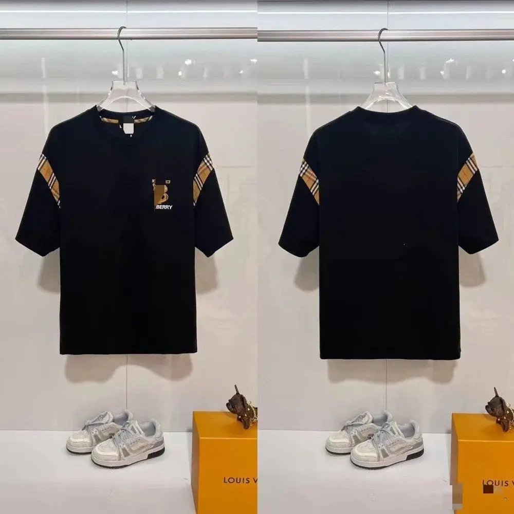 Unbranded T-Shirts Short-Sleeve T-Shirt with Check-Pattern Sleeves — Style 33