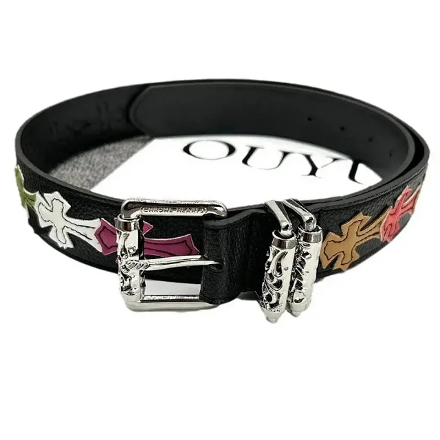 Unbranded Belts Cross Appliqué Belt with Ornate Metal Buckle product detail image 6