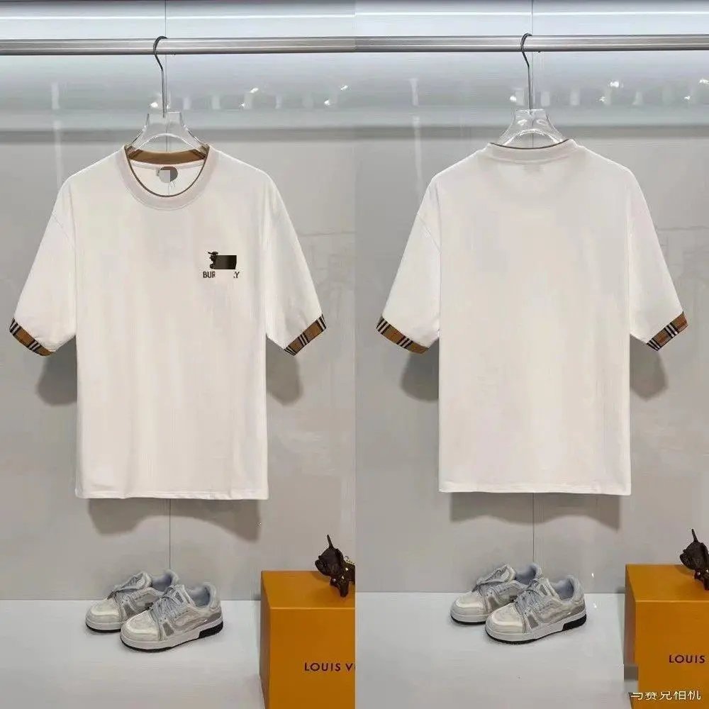 Unbranded T-Shirts Short-Sleeve T-Shirt with Check-Pattern Sleeves — Style 36