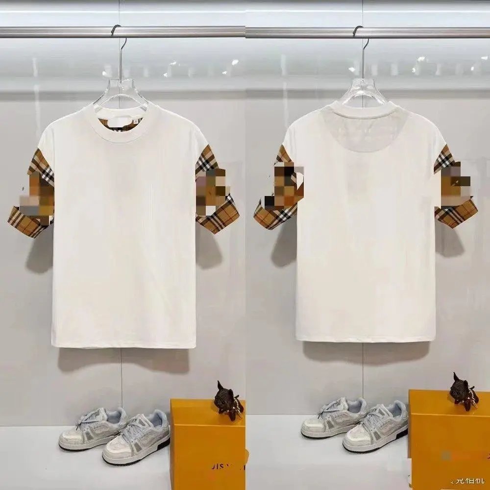 Unbranded T-Shirts Short-Sleeve T-Shirt with Check-Pattern Sleeves — Style 2