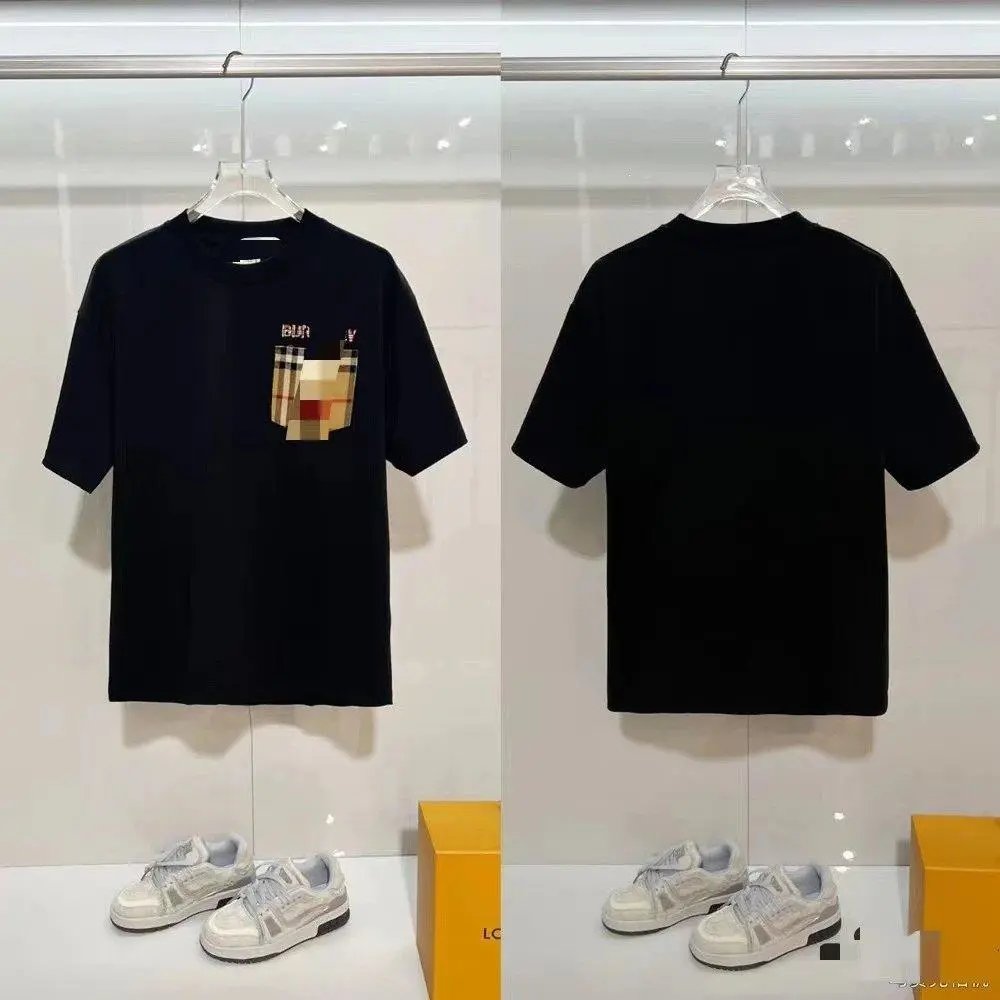 Unbranded T-Shirts Short-Sleeve T-Shirt with Check-Pattern Sleeves — Style 3