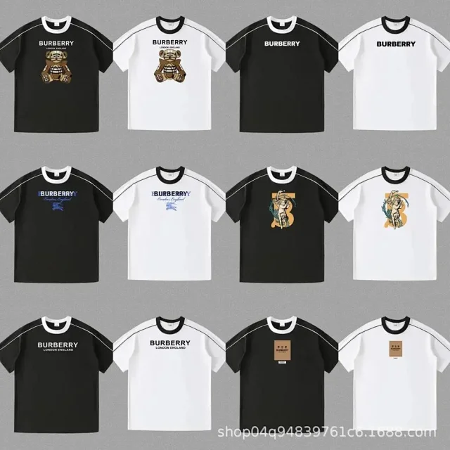 Burberry T-Shirts Contrast ringer T-shirt with logo and graphic prints product detail image 2