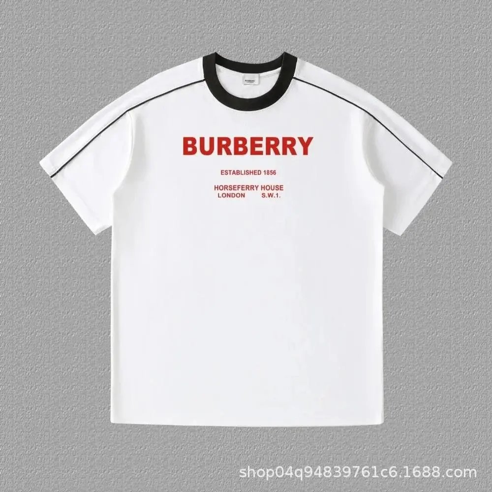 Burberry T-Shirts Contrast ringer T-shirt with logo and graphic prints — Style 37