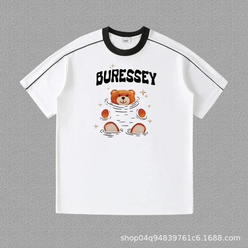 Burberry T-Shirts Contrast ringer T-shirt with logo and graphic prints — Style 33
