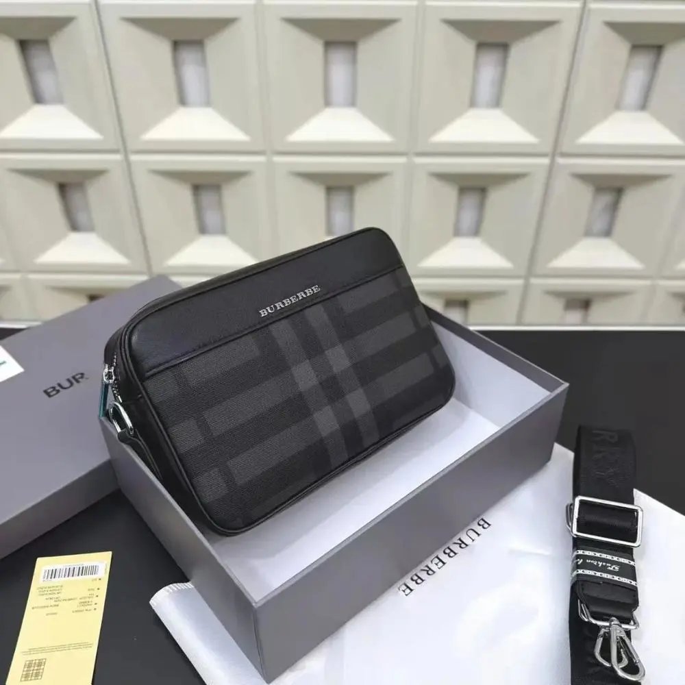 Unbranded Crossbody Bags Black and grey plaid zip bag image 4