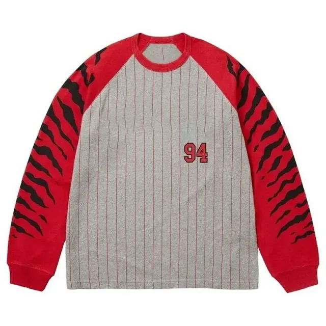 Unbranded Shirts Long-Sleeve Raglan Shirt with Tiger-Stripe Sleeves and 94 Patch product detail image 1