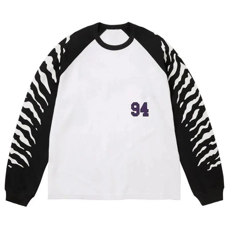 Unbranded Shirts Long-Sleeve Raglan Shirt with Tiger-Stripe Sleeves and 94 Patch image 3