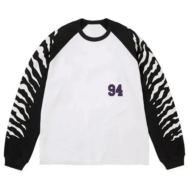 Unbranded Shirts Long-Sleeve Raglan Shirt with Tiger-Stripe Sleeves and 94 Patch product detail image 3