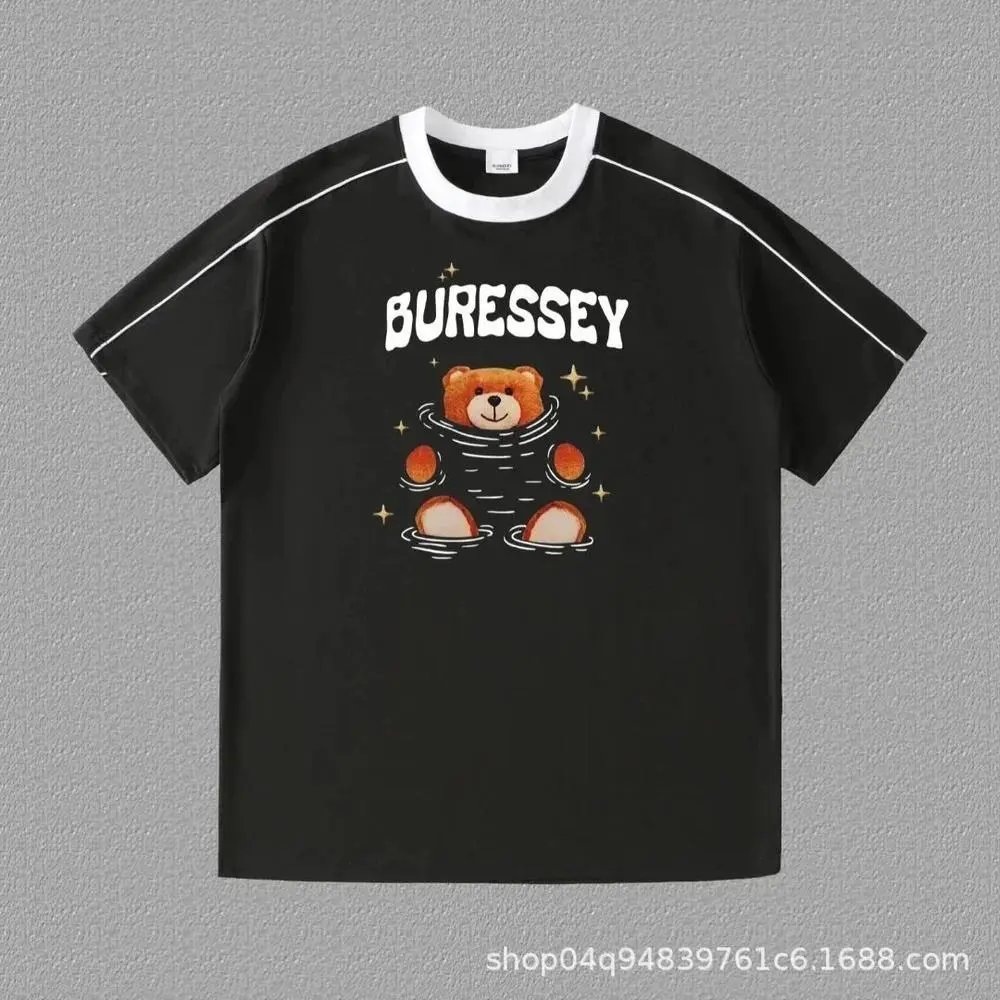 Burberry T-Shirts Contrast ringer T-shirt with logo and graphic prints — Style 34