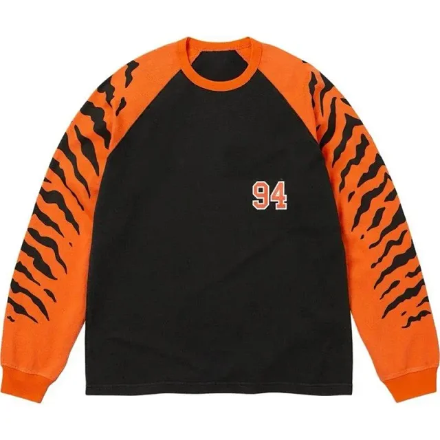 Unbranded Shirts Long-Sleeve Raglan Shirt with Tiger-Stripe Sleeves and 94 Patch product detail image 2