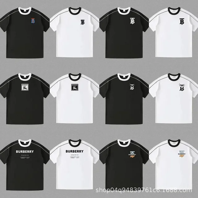 Burberry T-Shirts Contrast ringer T-shirt with logo and graphic prints product detail image 1