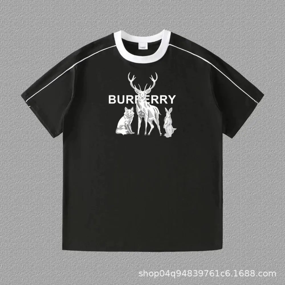 Burberry T-Shirts Contrast ringer T-shirt with logo and graphic prints — Style 4