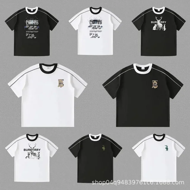 Burberry T-Shirts Contrast ringer T-shirt with logo and graphic prints product detail image 4