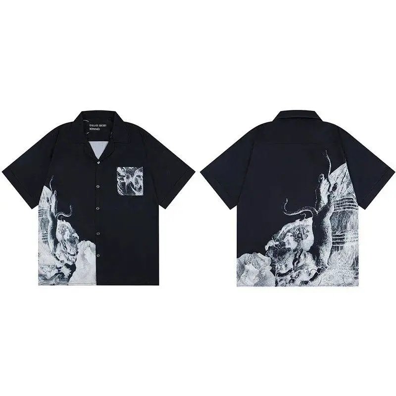 Unbranded Shirts Short-Sleeve Camp-Collar Button-Up Graphic Shirt — Style 1