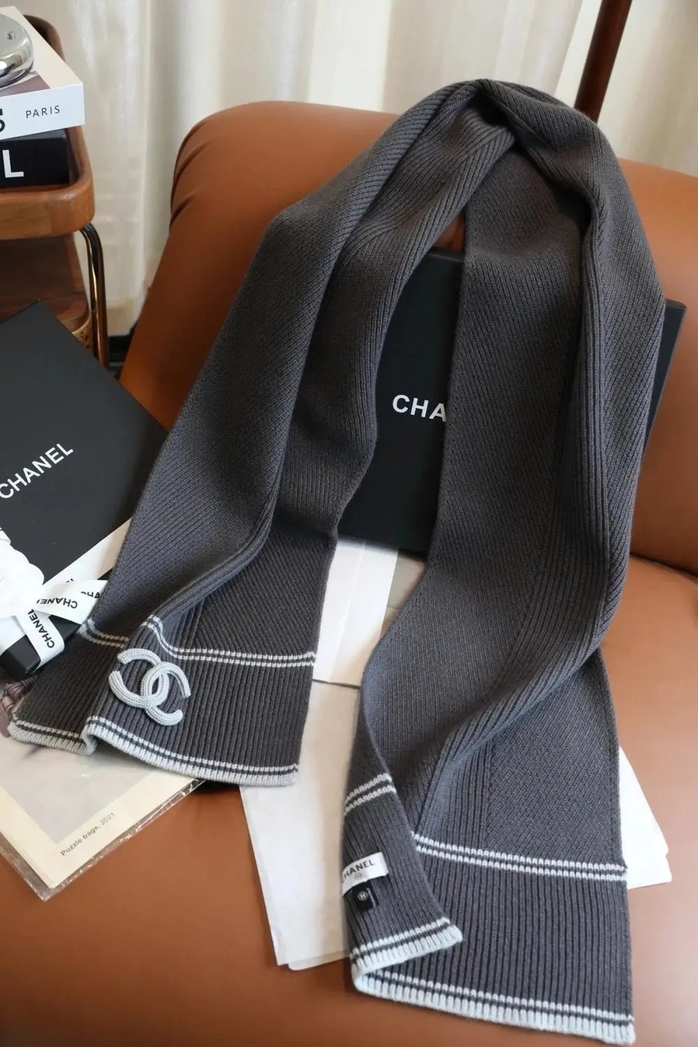 Chanel Scarves Knitted CC Logo Scarf — Style 22