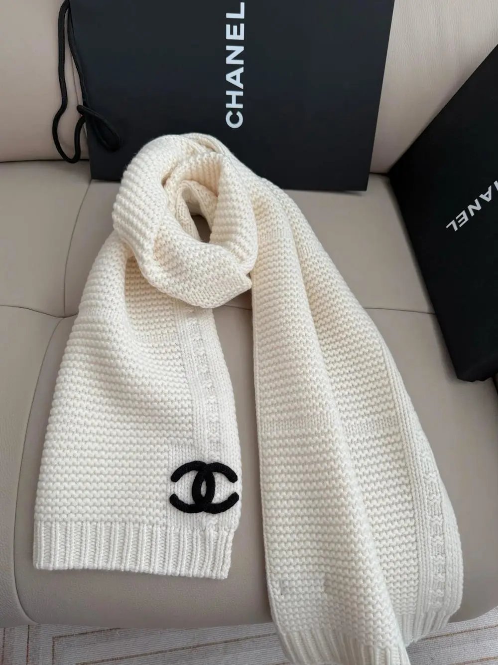 Chanel Scarves Knitted CC Logo Scarf — Style 4