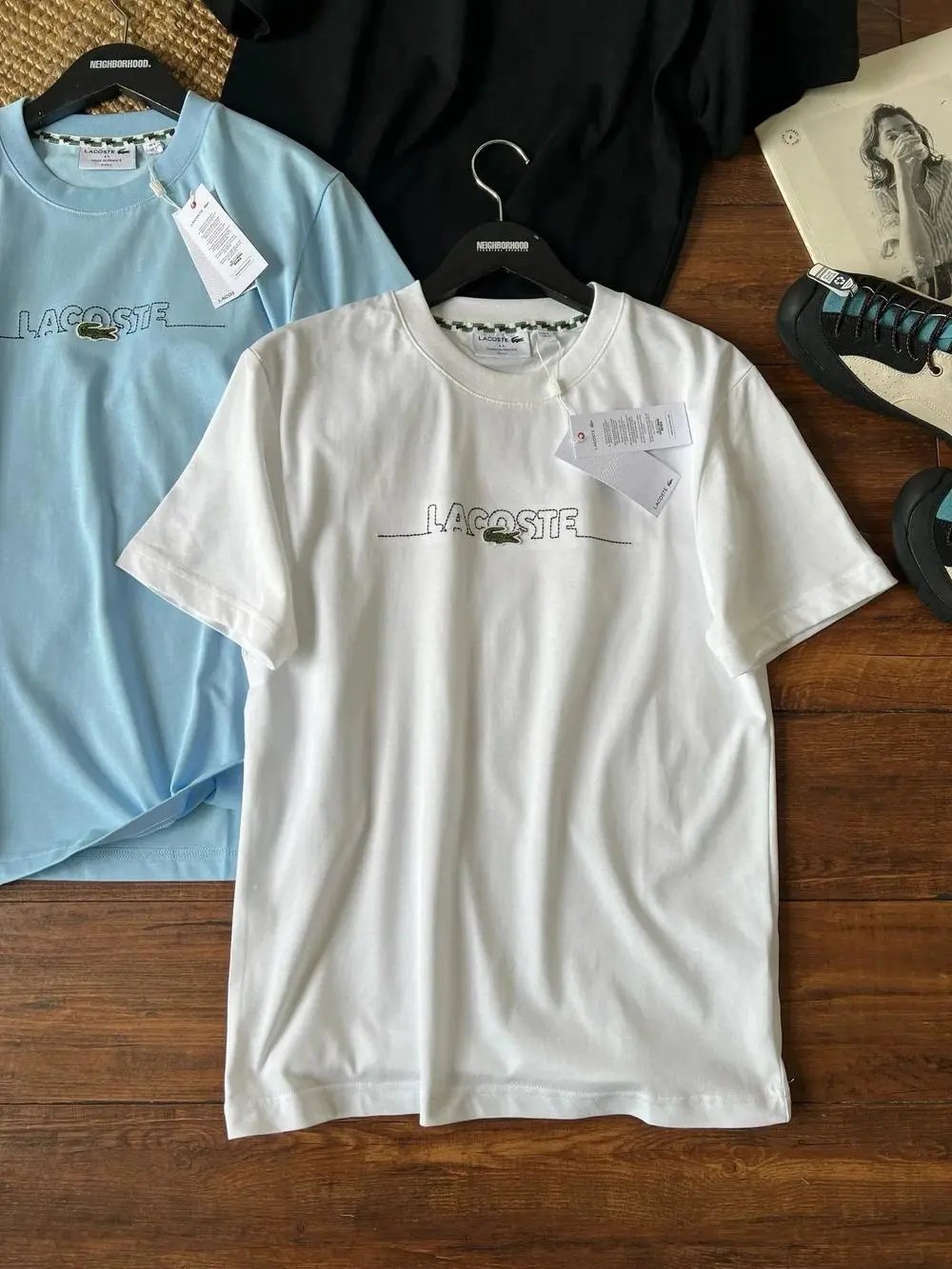 Lacoste T-Shirts Short-Sleeve Crew-Neck Crocodile Logo — Style 25