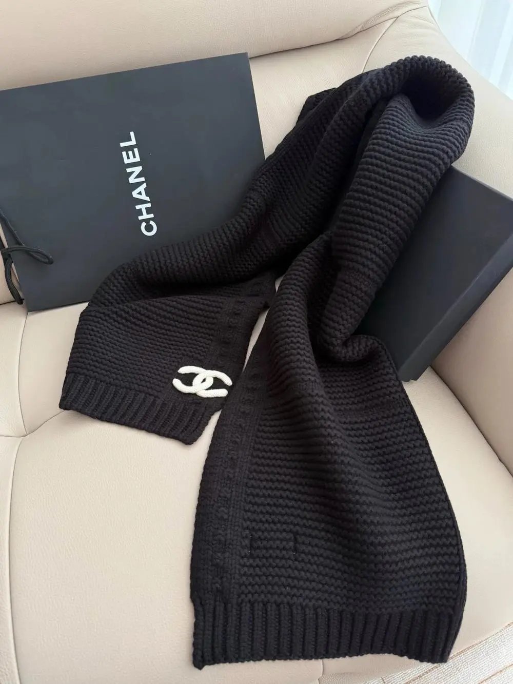 Chanel Scarves Knitted CC Logo Scarf — Style 3