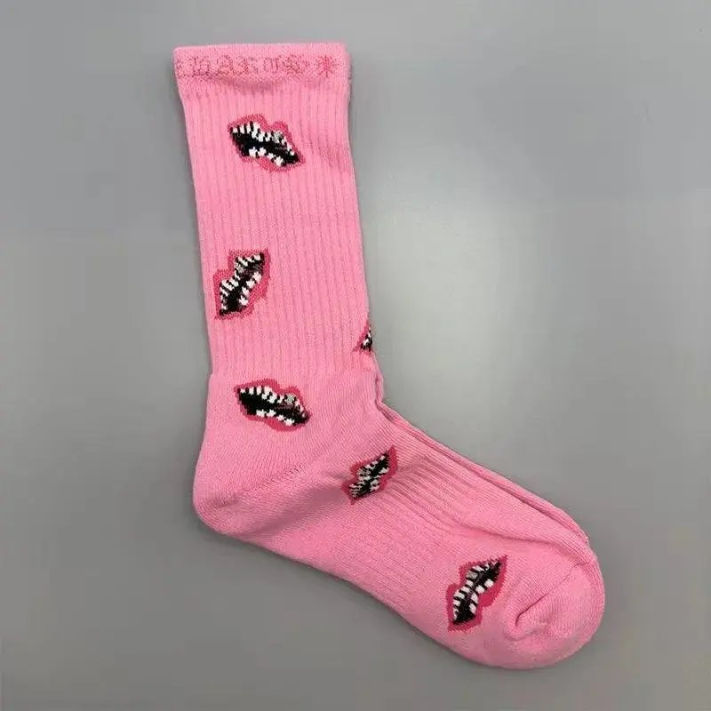 Chrome Hearts Socks Gothic Cross and Lips Patterned Crew — Style 4