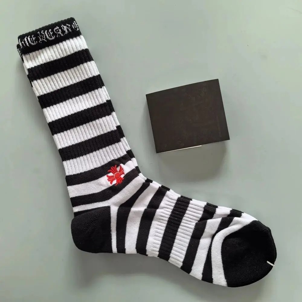 Chrome Hearts Socks Gothic Cross and Lips Patterned Crew — Style 12