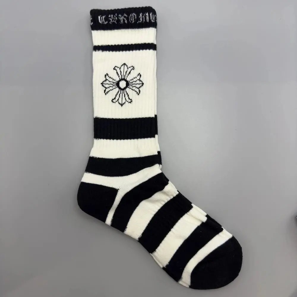 Chrome Hearts Socks Gothic Cross and Lips Patterned Crew — Style 20