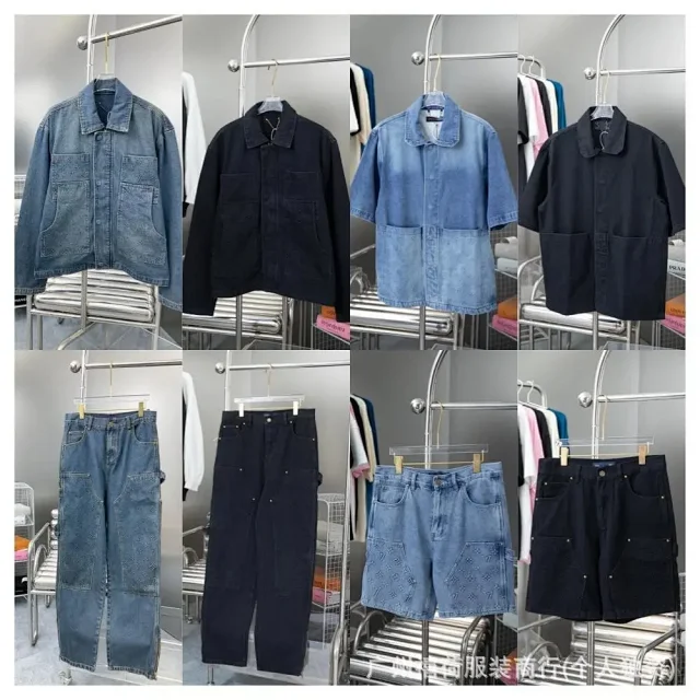 Louis Vuitton Short-Sleeve Denim Button-Up Shirt with Monogram Embossing product detail image 1