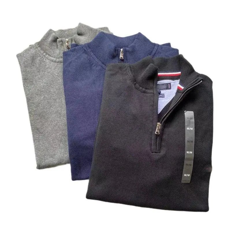 Unbranded Knitwear Half-Zip Mock-Neck Knit Sweater with Striped Collar Trim image 5
