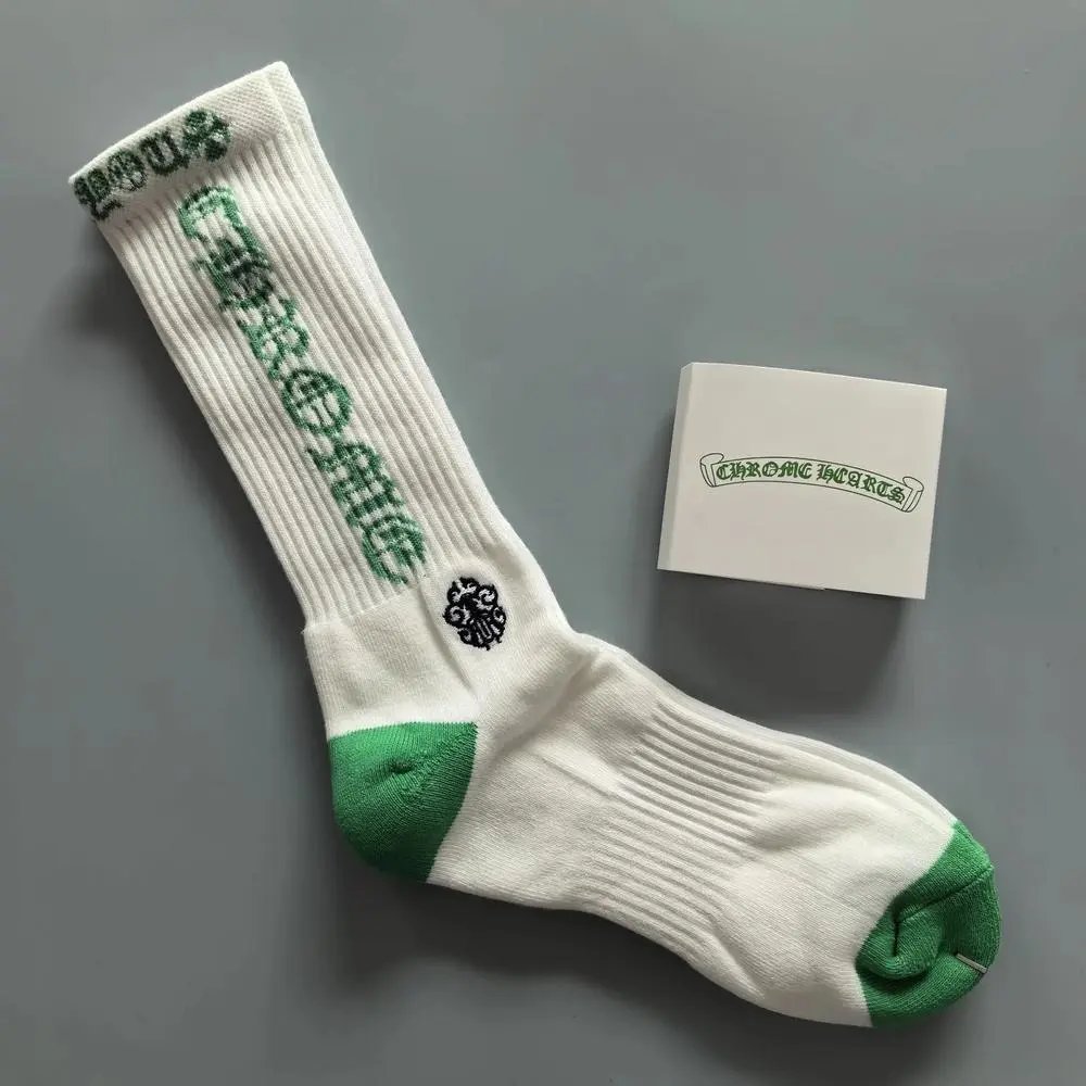 Chrome Hearts Socks Gothic Cross and Lips Patterned Crew — Style 9