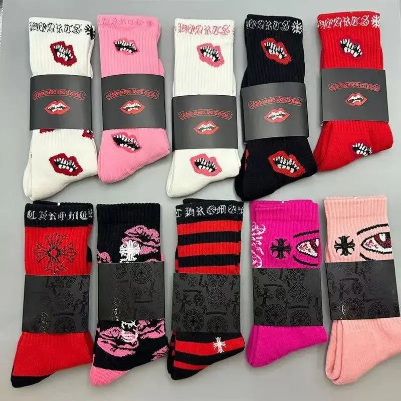 Chrome Hearts Socks Gothic Cross and Lips Patterned Crew image 2