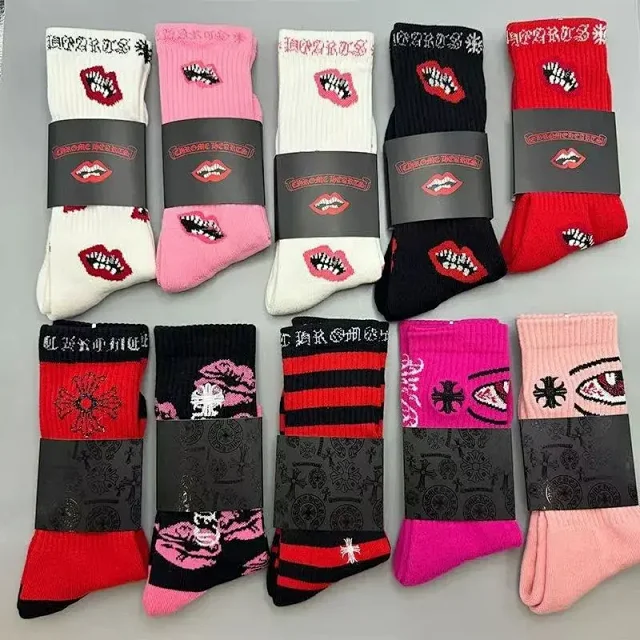 Chrome Hearts Socks Gothic Cross and Lips Patterned Crew product detail image 2