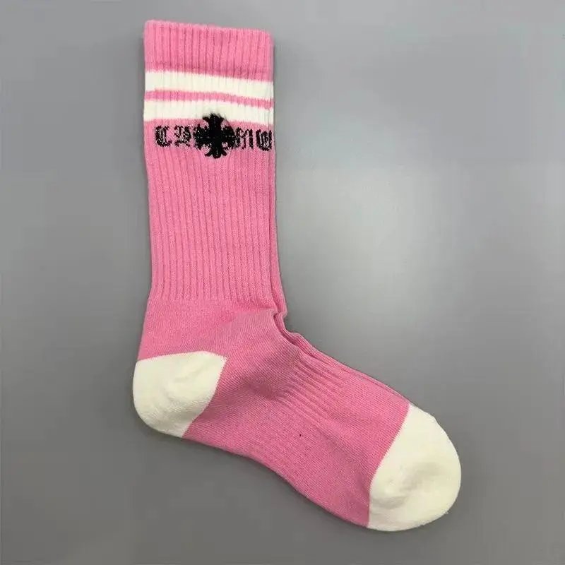 Chrome Hearts Socks Gothic Cross and Lips Patterned Crew — Style 25